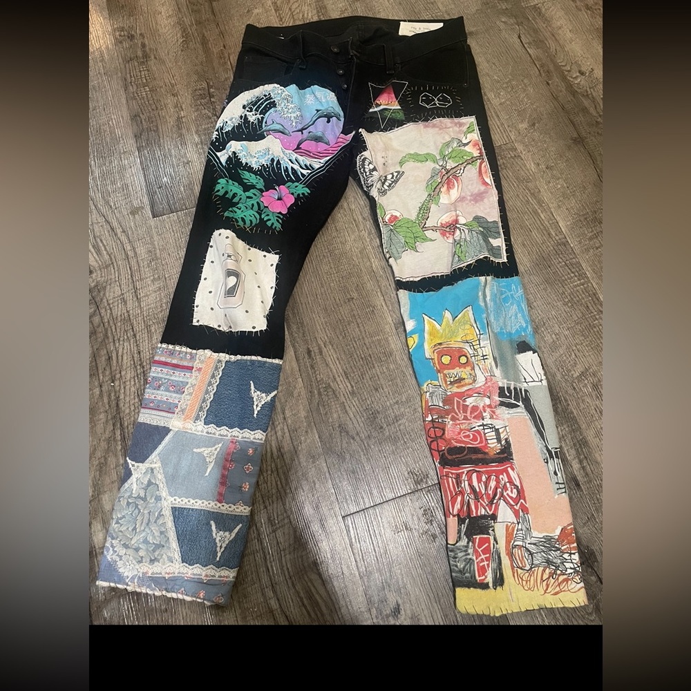One of a kind patch work pants